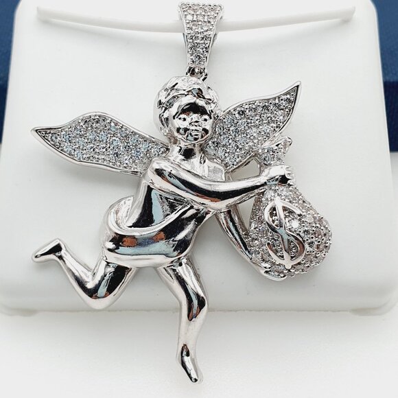 "925 Sterling Silver Plated CZ Pendant, INUS1BR295 - Picture 8 of 9